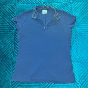 Women's NIKE Navy Dri-Fit Short Sleeve Golf Polo Shirt Medium - 1/4 zip